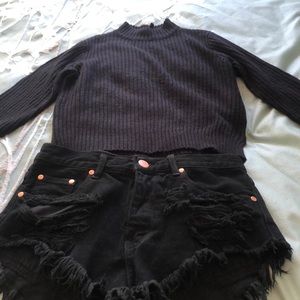 Black Turtleneck crop sweater